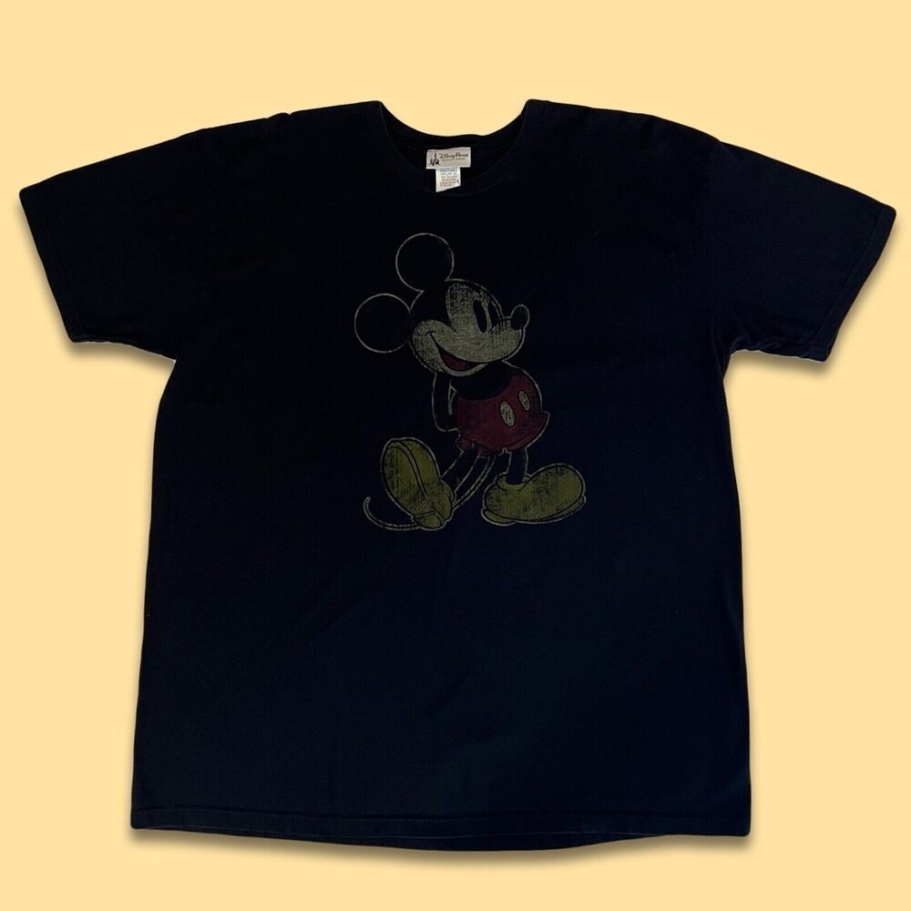 Disney Parks Authentic Original Mickey Mouse Short Sleeve T Shirt Black Size L